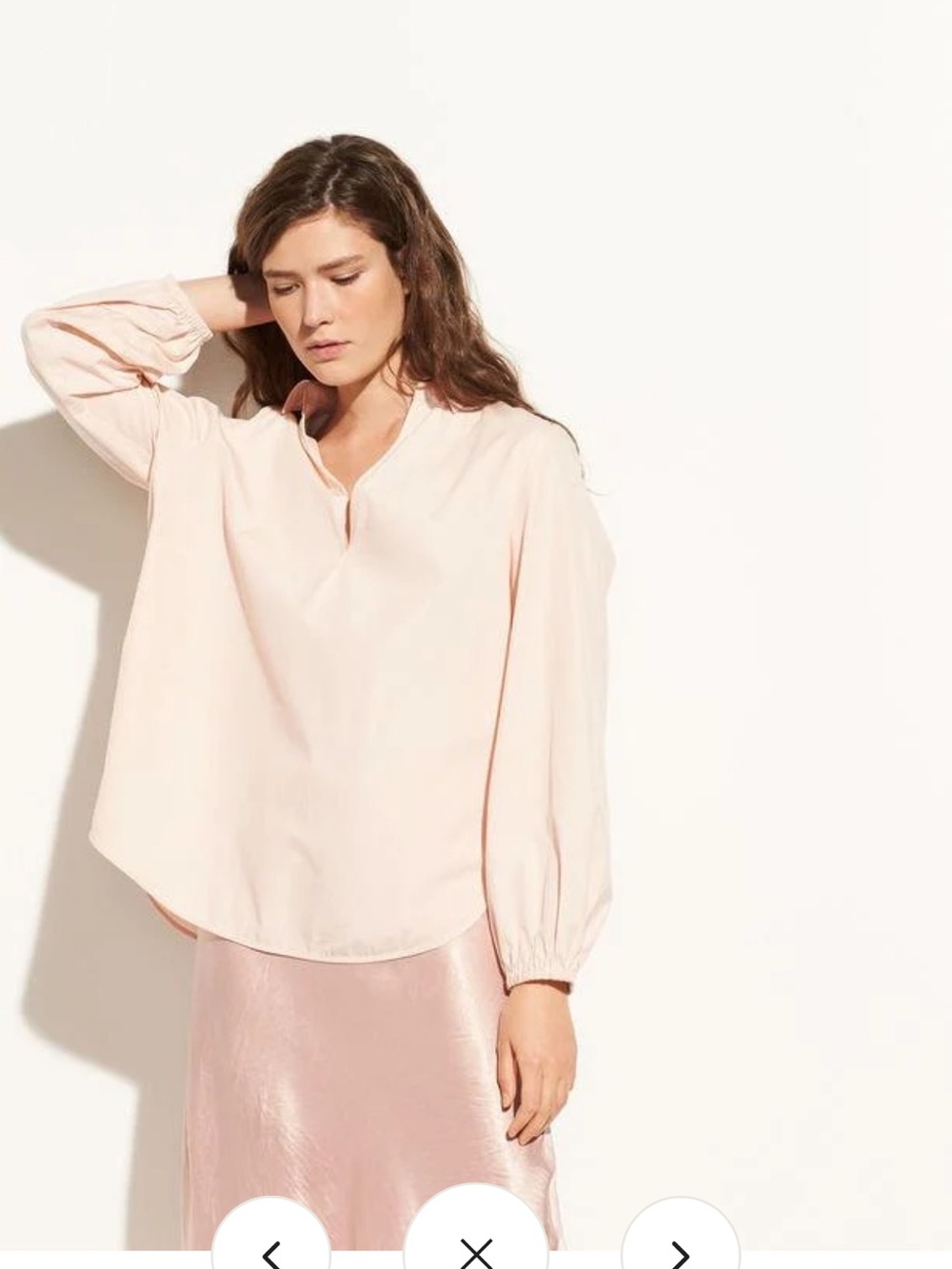 Vince Swing Front Pullover Poplin Cotton Preppy Designer Blush Pink Tulip Small